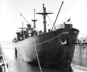 ABSD floating dry dock with a large cargo ship docked alongside