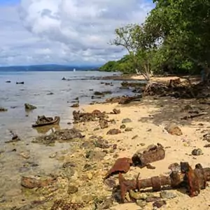 Million Dollar Point: submerged WWII relics on a tropical beach