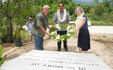 Wreath-laying ceremony at Captain Elwood J. Elwart memorial
