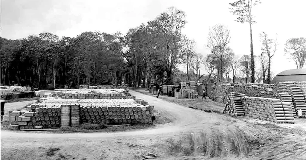 Logistics of war: Stored supplies and trees in a landscape
