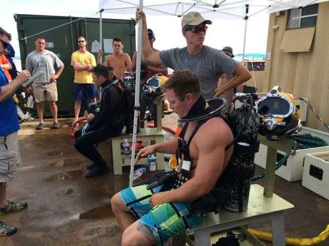 Divers prepare for Elwood J Euart scuba diving training.