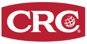 CRC Industries logo with white text and a globe icon on a red background.