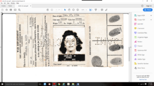Angelina Mango's 1944 AMA ID card with fingerprints and photo